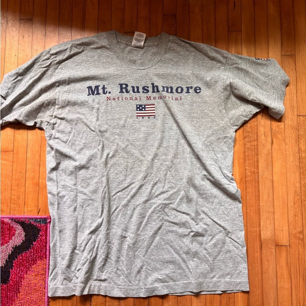 Vintage Mount Rushmore Single Stitch USA Patriotic Grey T-shirt